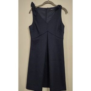 Trina Turk Sz 2 Navy Dress Observer Jacquard Bow Tie Shoulder Nautical